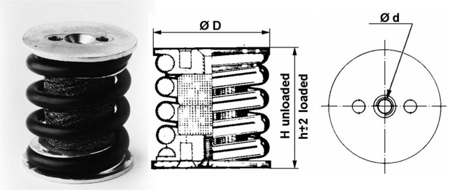 VT4412, VT4413, VT4422, VT4423全金屬?gòu)椈蓽p震器